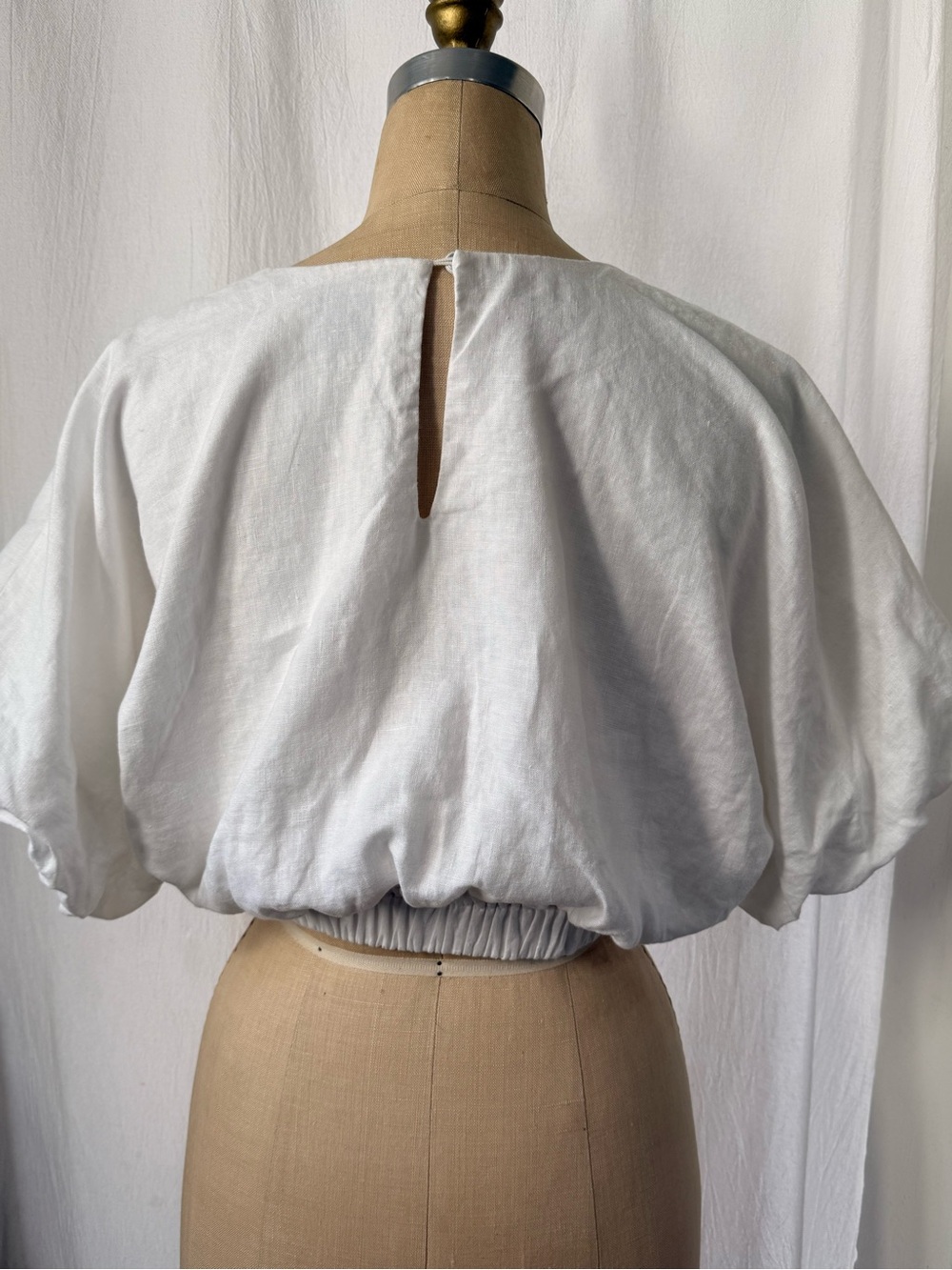 DIISH, Linen Crop Balloon Top, sz 4 - Picture 3 of 6